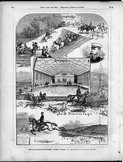 Friedrich Wilhelm Heines Zeichnungen rund um die „Reitschule“, 1877 als Holzschnitt veröffentlicht im illustrierten Wochenblatt Über Land und Meer
