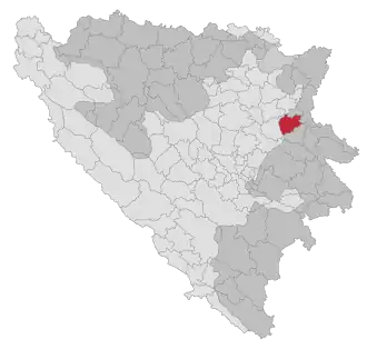 Lage der Gemeinde Šekovići in Bosnien und Herzegowina (anklickbare Karte)