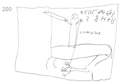 Zeichnung, Nr. 200: Reiter, mit dem Namen "Onfim" rechts, darüber das Alphabet von A bis K