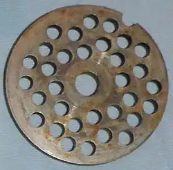Lochscheibe des Schneidwerks eines Fleischwolfs