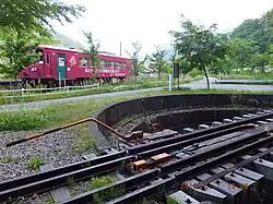 Erhalten gebliebene Drehscheibe in Hokunō