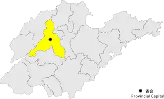 Lage Jinans in Shandong nach Eingliederung von Laiwu