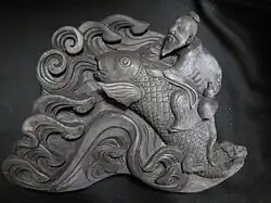 Onigawara, den Eremiten und Shamisen-Meister Kinko darstellend　