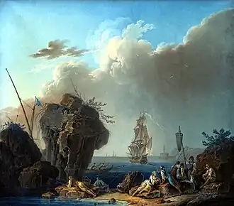 Ansicht der Mittelmeerküste (blaue Fahne), Pierre-Jacques Volaire