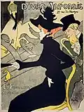 Jugendstil: Flächigkeit und Silhouetten. Henri de Toulouse-Lautrec: Divan Japonais, 1892–1894.
