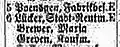(Hofgartenstraße) 6: Lücker, Stadt-Rentm., E. Brewer, Maria Greven, Kaufm. (Adressbuch der Oberbürgermeisterei Düsseldorf für 1885, II. Theil, S. 57).
