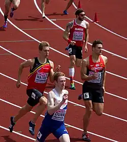 Erster Vorlauf (v. l. n. r.): Julien Watrin, Jarryd Dunn, Alexander Gladitz, Joel Burgunder