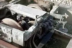 Heberlein­brem­se an ei­nem Roll­wa­gen­dreh­ge­stell