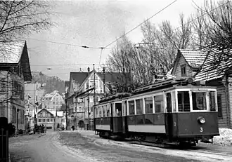 Ce 2/2 Nr. 3 und ein weiterer Ce 2/2 in Heerbrugg bereit für die Fahrt nach Diepoldsau
