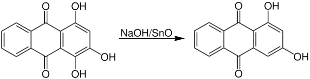 Reduktion von 1,2,4-Trihydroxyanthrachinon zu 1,3-Dihydroxyanthrachinon