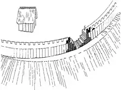 Rekonstruktion der ersten Wallphase der Burgkunstadter Burg, mit Brustwehr (5 m hoch)