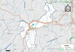 Karte des ZNIEFF Vallée de l’Aveyron der Gemeinde