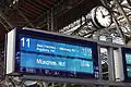 Zugzielanzeiger am Gleis 11 im Leipziger Hauptbahnhof