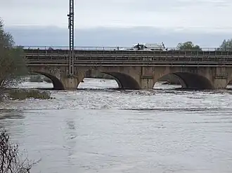 Eisenbahn- und Kanalbrücke des Canal de la Marne au Rhin über die hochwasserführende Meurthe bei Nancy