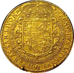 Münze von 15 goldenen Dukaten von Großherzog Sigismund III. Wasa mit Vytis (Waykimas), 1617