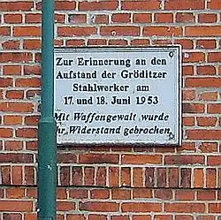 Gedenktafel zur Erinnerung an den 17. Juni 1953