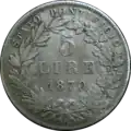 5 Lire Vatikan Silber 1870, Raugewicht 25 g = 22,50 g Feinsilber