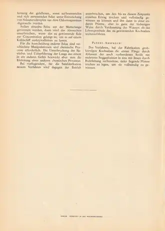 Patentschrift No. 31781 des Kaiserlichen Patentamts, Brandes in Salzuflen (Lippe): „Verfahren zur Gewinnung grobkörnigen Kochsalzes.“