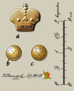Kokarde (1a) Uniformknopf: Offiziere (1b) Mannschaft (1c)