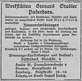 Werbeanzeige der Fa. Bernard Stadler von November 1913