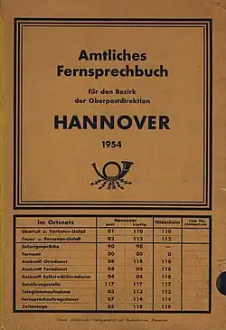 Amtliches Fernsprechbuch und Branchenverzeichnis der Oberpostdirektion Hannover, Druck durch Schlütersche Verlagsgesellschaft