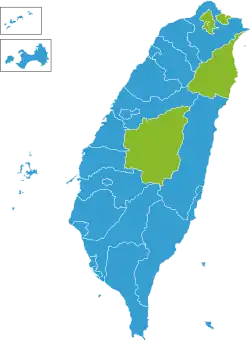Wahlkreisergebnisse (stimmenstärkste Parteien). ﻿Kuomintang ﻿DPP