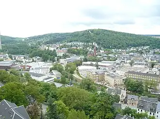 Blick auf den Heidelsberg von der Friedenskirche