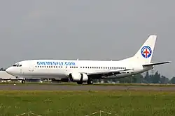 Eine Boeing 737-400 der Bremenfly