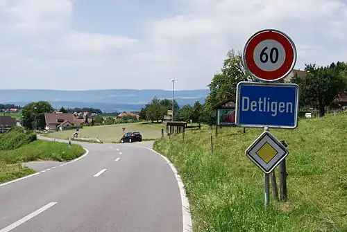 Ortseingang von Detligen aus südlicher Richtung
