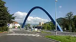 Bruck an der Mur, Europabrücke ("Brucker Harfe") von Süden