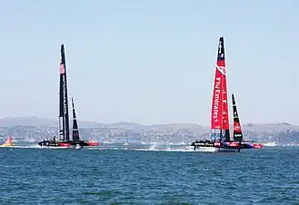 America’s-Cup-Boote der AC-72-Klasse mit Foils (2013).