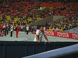 Der Titelverteidiger und Olympiasieger von 2004 Kōji Murofushi erreichte Platz fünf