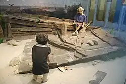 Restauriertes Achterschiff der Woerden 7 in der Tiefgarage unter dem Kirchplatz