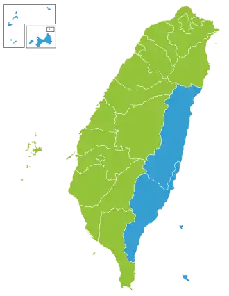 Mehrheiten in den 22 Land- und Stadtkreisen: ﻿Tsai/Chen ﻿Chu/Wang