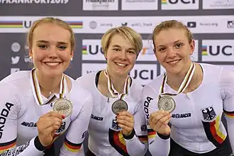 Silber im Teamsprint (v. l. n. r.): Katharina Albers, Christina Sperlich und Alessa-Catriona Pröpster