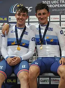 Rhys Britton (l.) mit William Tidball - U23-Europameister im Zweier-Mannschaftsfahren (2021)