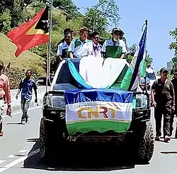 José Ramos-Horta und Xanana Gusmão beim Wahlkampf in Pante Macassar