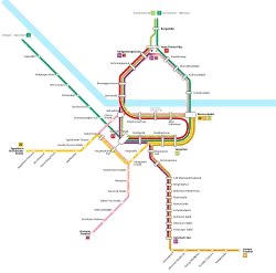 Liniennetzplan des Straßenbahnnetzes Heidelberg, mit Umleitungen.