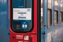 Zuglaufschild des BTE AutoReiseZugs (2024)