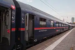 Schlafwagen von Typ AB33s im Nightjet-Design im Einsatz auf dem BTE AutoReiseZug (2024)