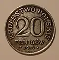 20 fenigów (Pfennig) Münze von 1917 Wertseite