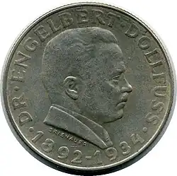 2-Schilling-Münze aus dem Jahr 1934 zu Dollfuß’ Tod