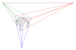 Abbildung mit drei Fluchtpunkten (Vogelperspektive)