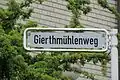 Straßenschild, Gierthmühlenweg