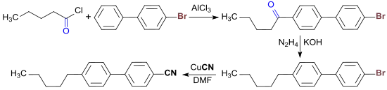 Synthese von 5CB aus 5-BBP