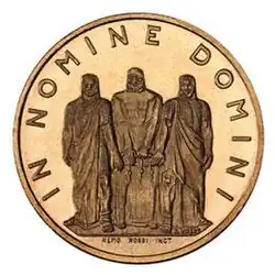 Vorderseite der 1954 von Rossi gestalteten 50-Franken-Goldmünze