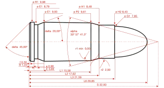 Dimensionierung der Patrone 7,65 × 21 mm Luger
