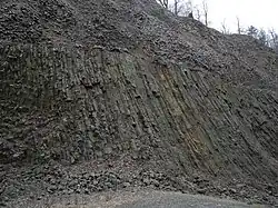 Abbauwand im Steinbruch Landsburg (2016)