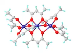 Struktur von Nickel(II)-acetylacetonat