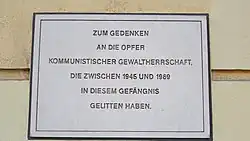 Gedenktafel für die Opfer kommunistischer Gewalt­herrschaft in der Zeit von 1945 bis 1989